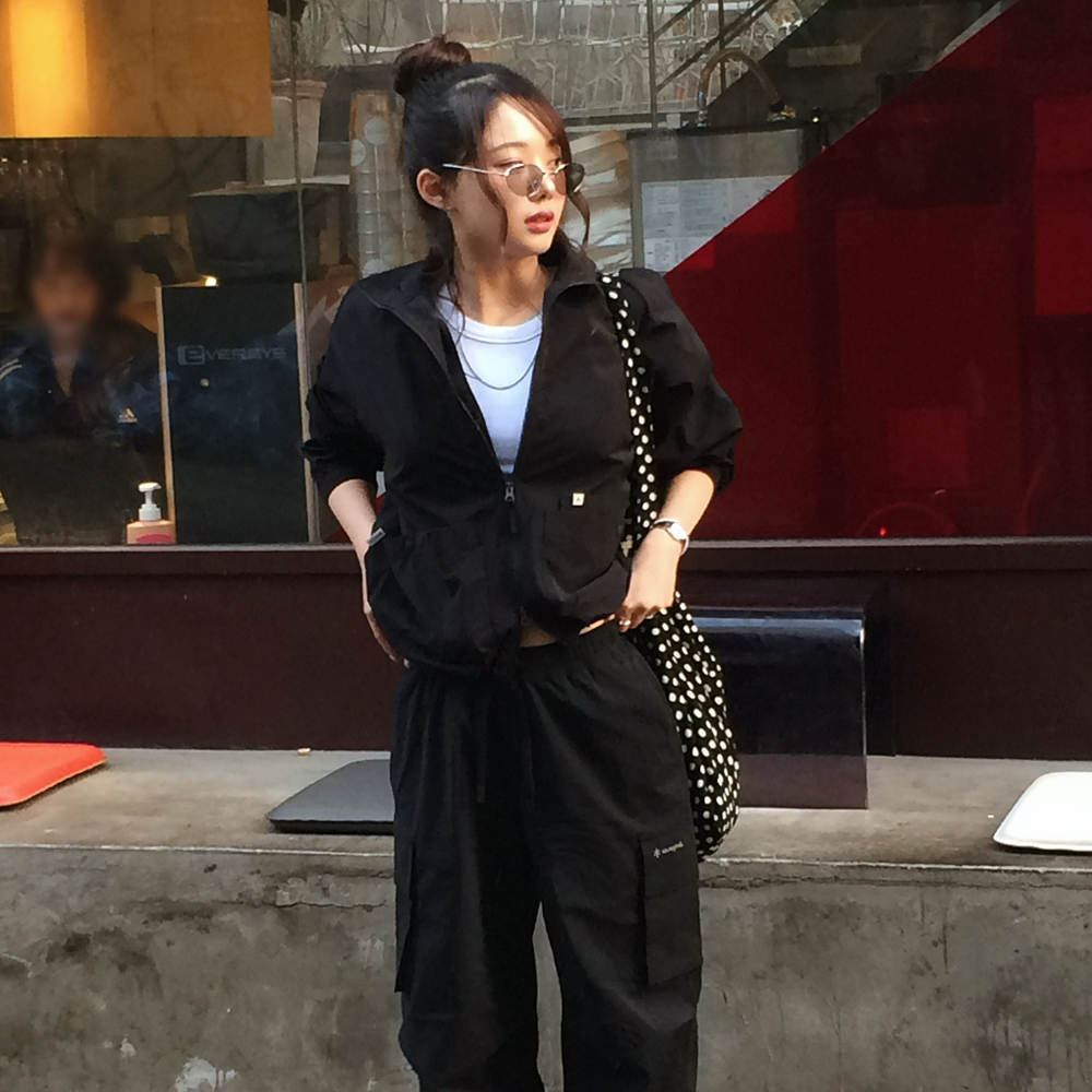 루트 여성 스탠드넥 바람막이 Black