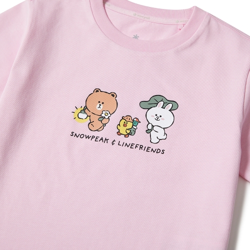 [스노우피크 X 라인프렌즈] 키즈 피크닉 반팔 티셔츠 Light Pink