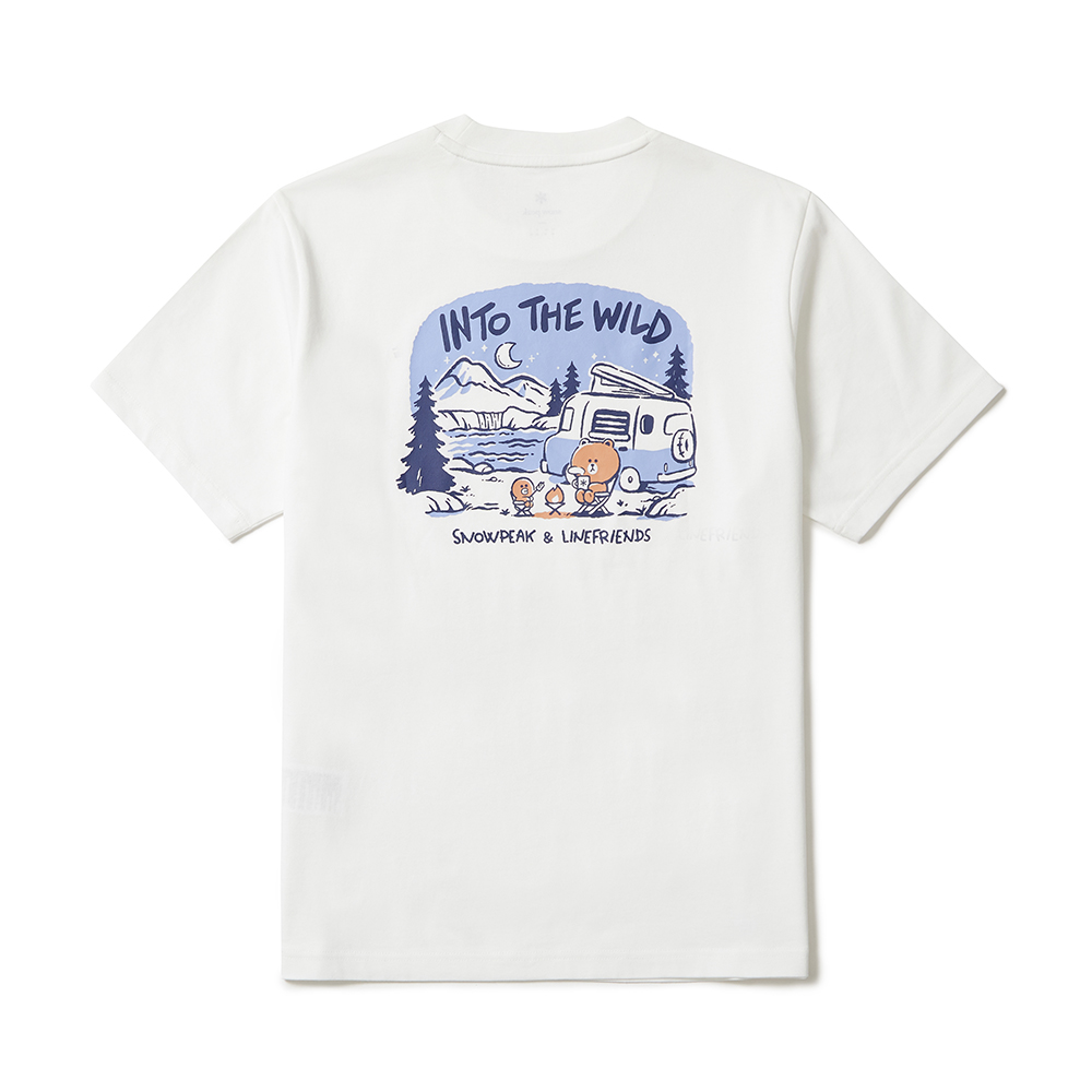 [스노우피크 X 라인프렌즈] 캠핑 반팔 티셔츠 Off White