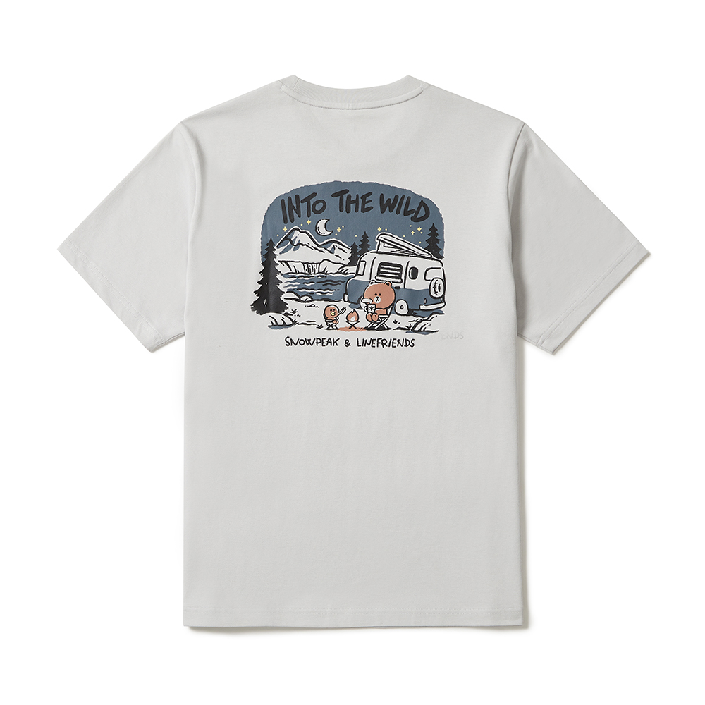 [스노우피크 X 라인프렌즈] 캠핑 반팔 티셔츠 Light Gray