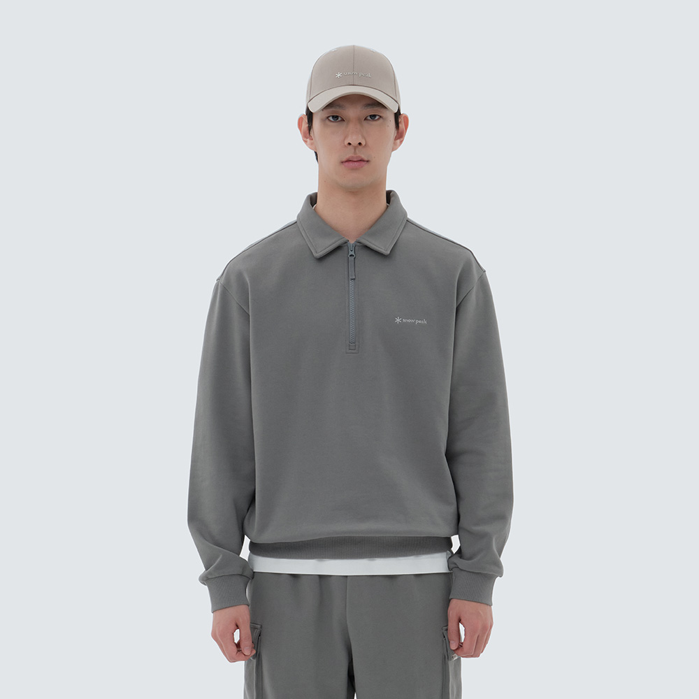 랜드 반집업 맨투맨 Dark Gray