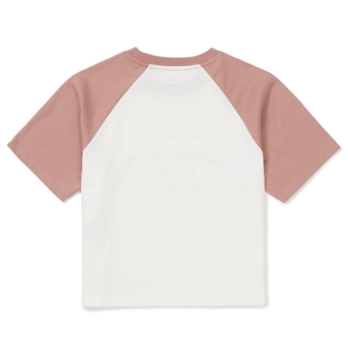 에어로쿨 여성 배색 크롭 반팔 티셔츠 Salmon