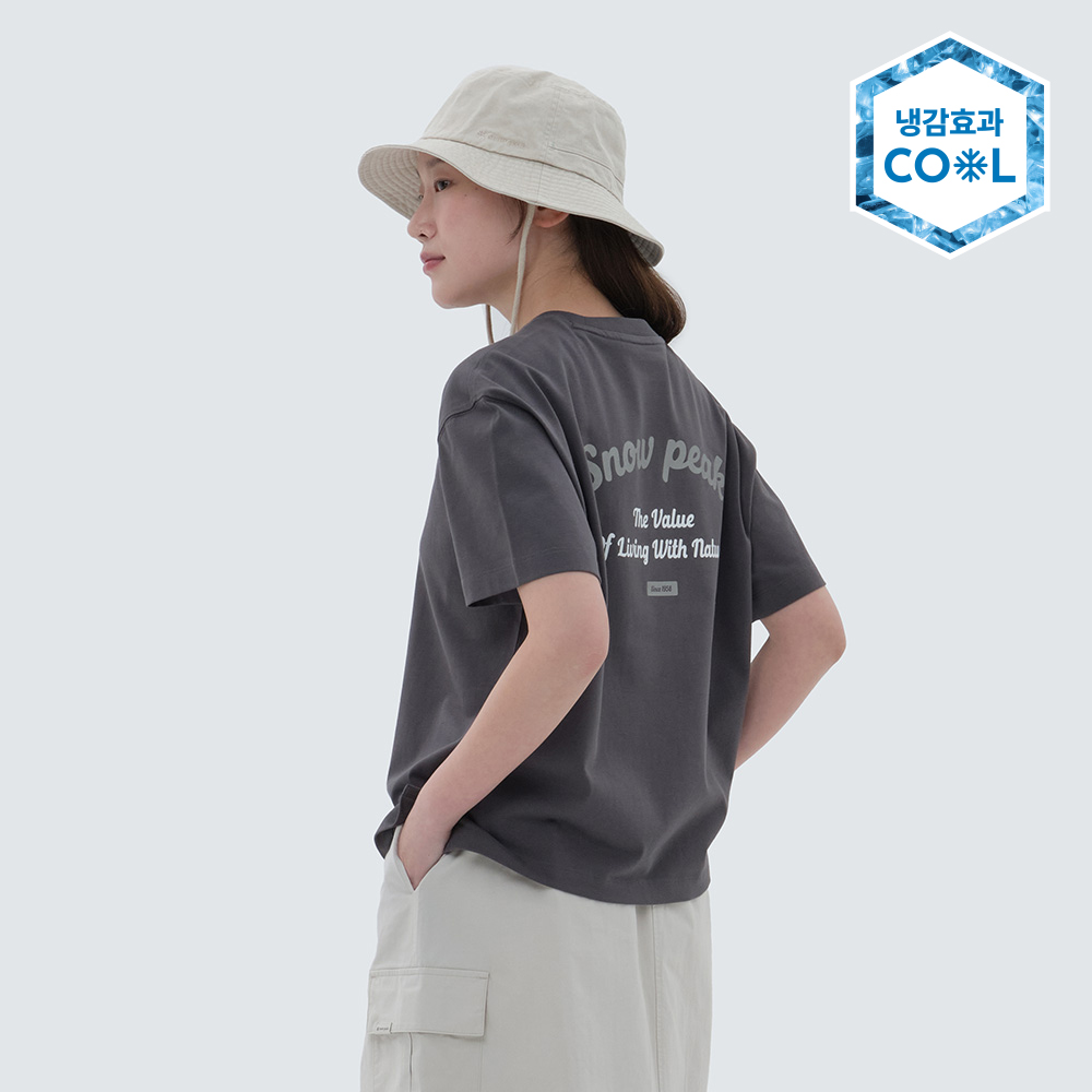 에어로쿨 여성 컬러 세미 크롭 반팔 티셔츠 Charcoal