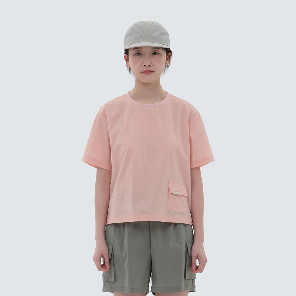 루트 여성 세미 크롭 포켓 반팔 티셔츠 Light Pink