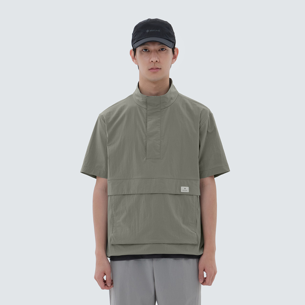 루트 스탠드넥 반팔 아노락 Light Khaki