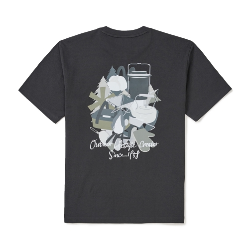 [스노우피크 X 성낙진] 캠핑 기어 반팔 티셔츠 Dark Charcoal