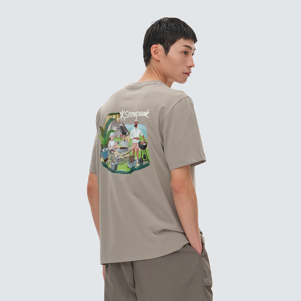 [스노우피크 X 성낙진] 캠핑 반팔 티셔츠 Fog Gray