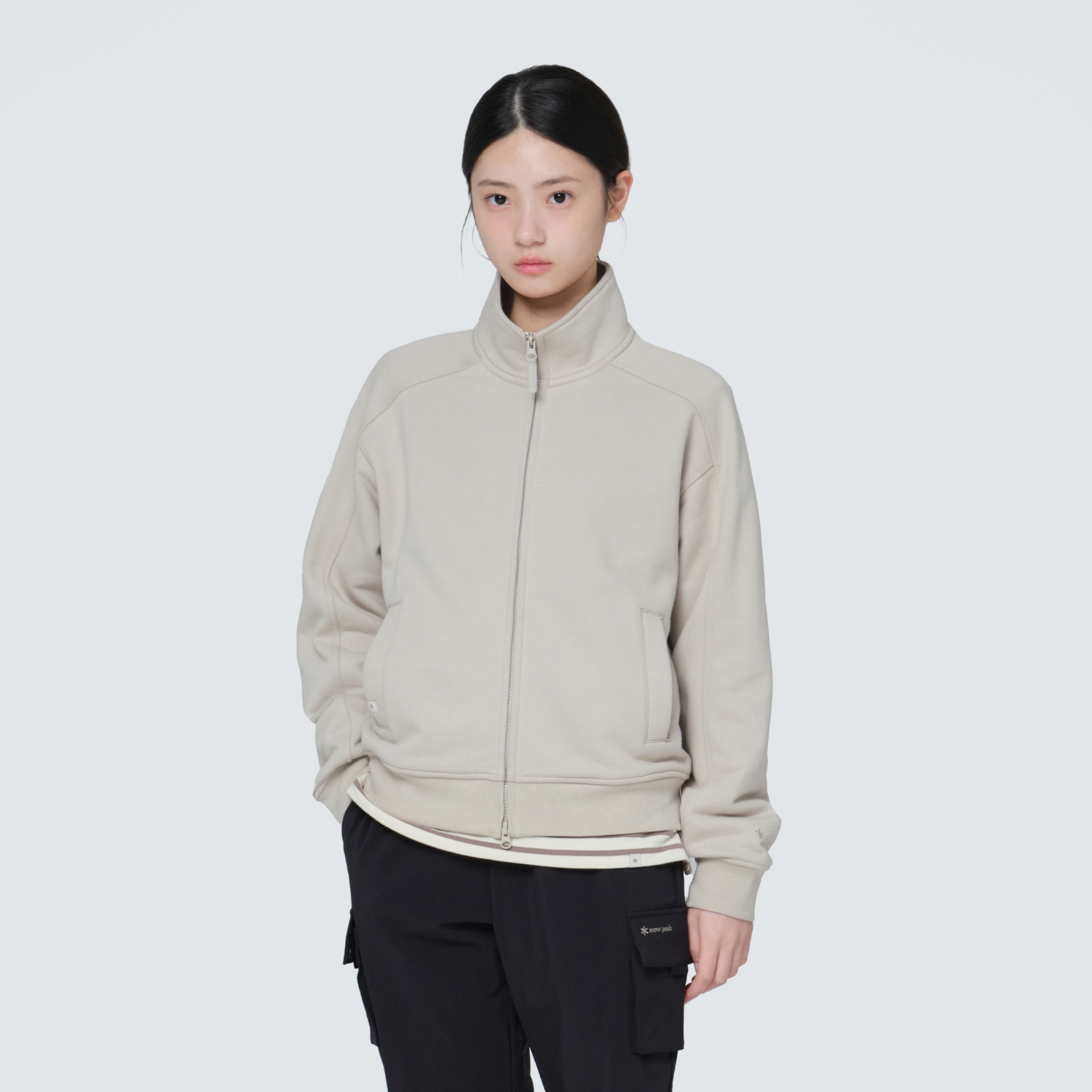 여성 스탠드넥 집업 Light Beige