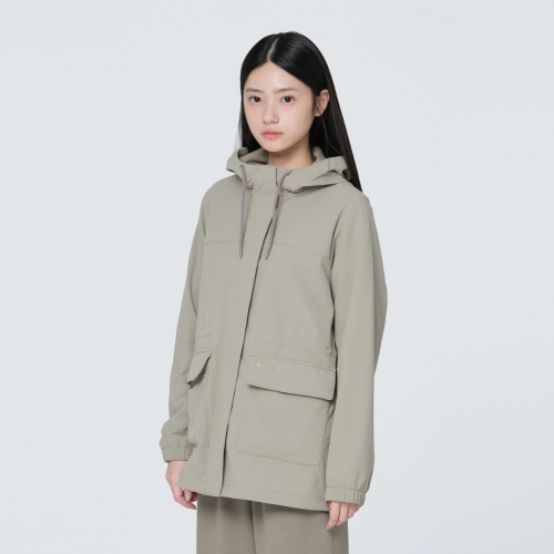 라고 여성 중기장 후드 자켓 Beige