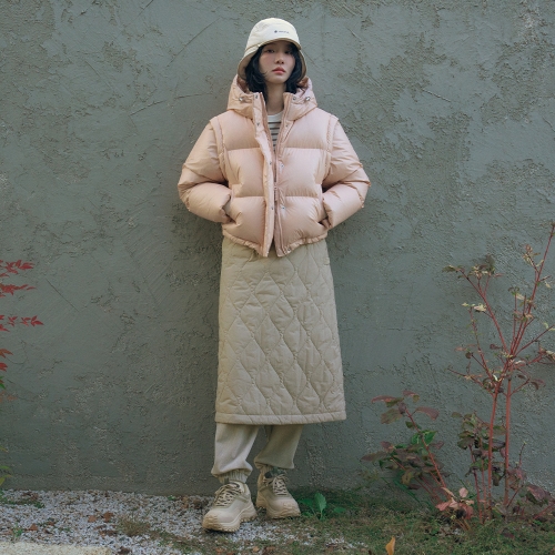 리사이클 퀼팅 여성 스커트 Beige