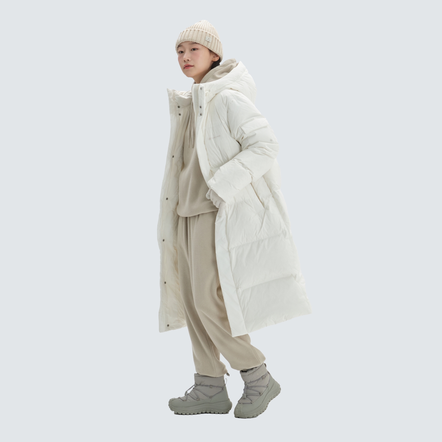 퀼팅 롱 다운 자켓 Off White