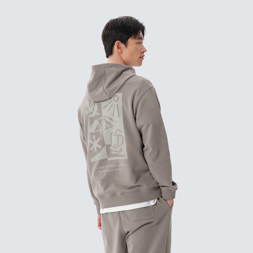 리버스 그래픽 후드 티셔츠 Vintage Gray