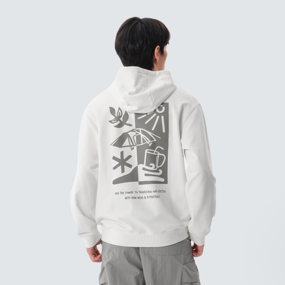 리버스 그래픽 후드 티셔츠 Butter Ivory