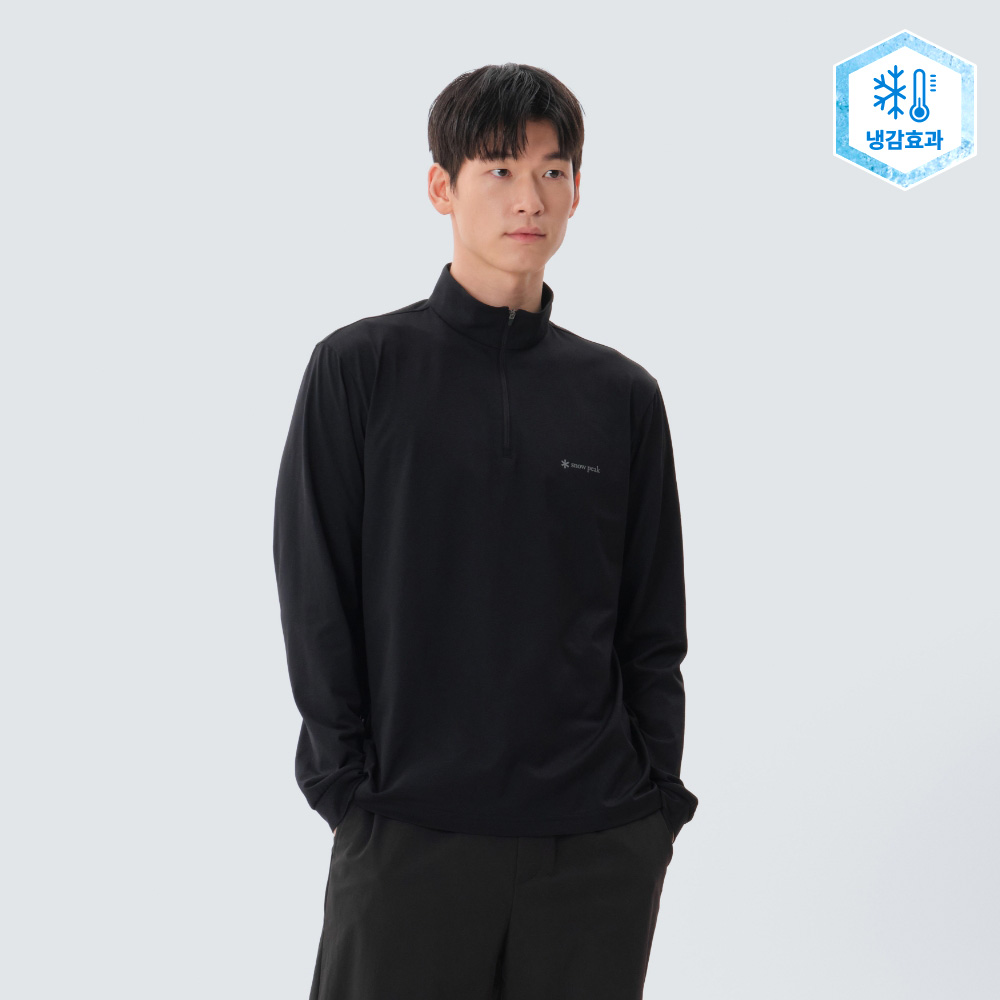 퀵드라이 반집업 긴팔 티셔츠 Black