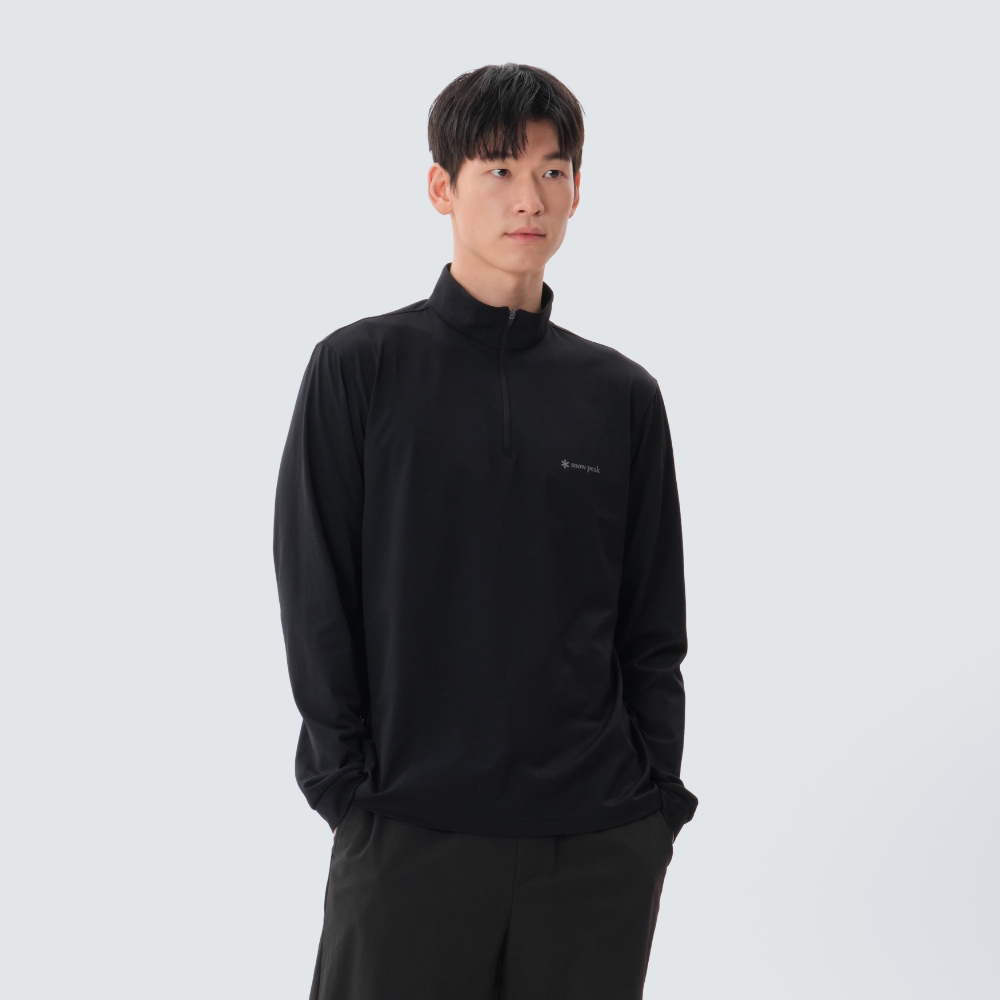 에코 퀵드라이 반집업 긴팔 티셔츠 Black