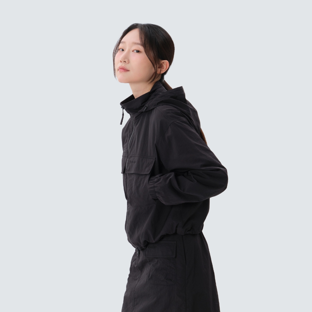 트윌론 여성 후드 탈부착 바람막이 Dark Charcoal