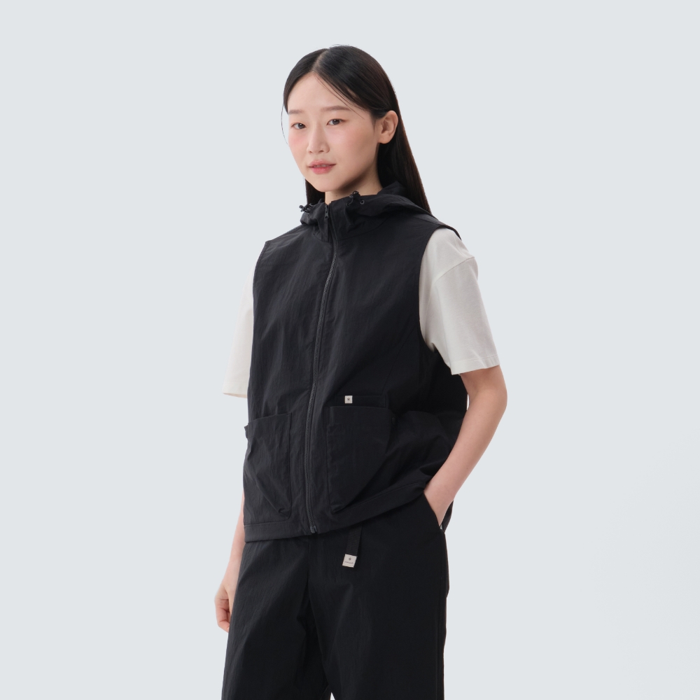 루트 여성 후드 베스트 Black