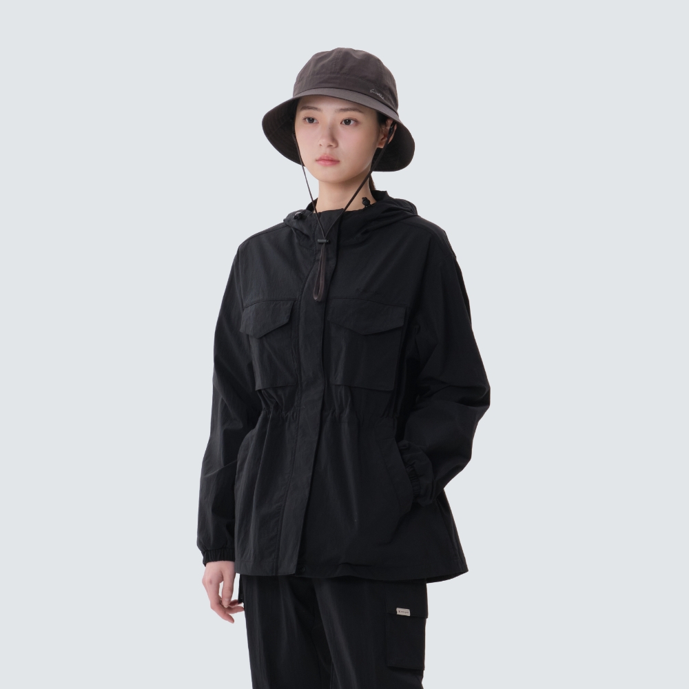 루트 여성 중기장 바람막이 Black