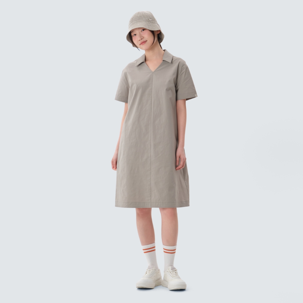 워크 카라넥 원피스 Teal Khaki