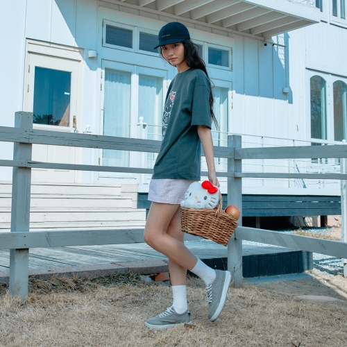 [스노우피크 X 헬로키티] 여성 시어서커 체크 반바지 Light Pink