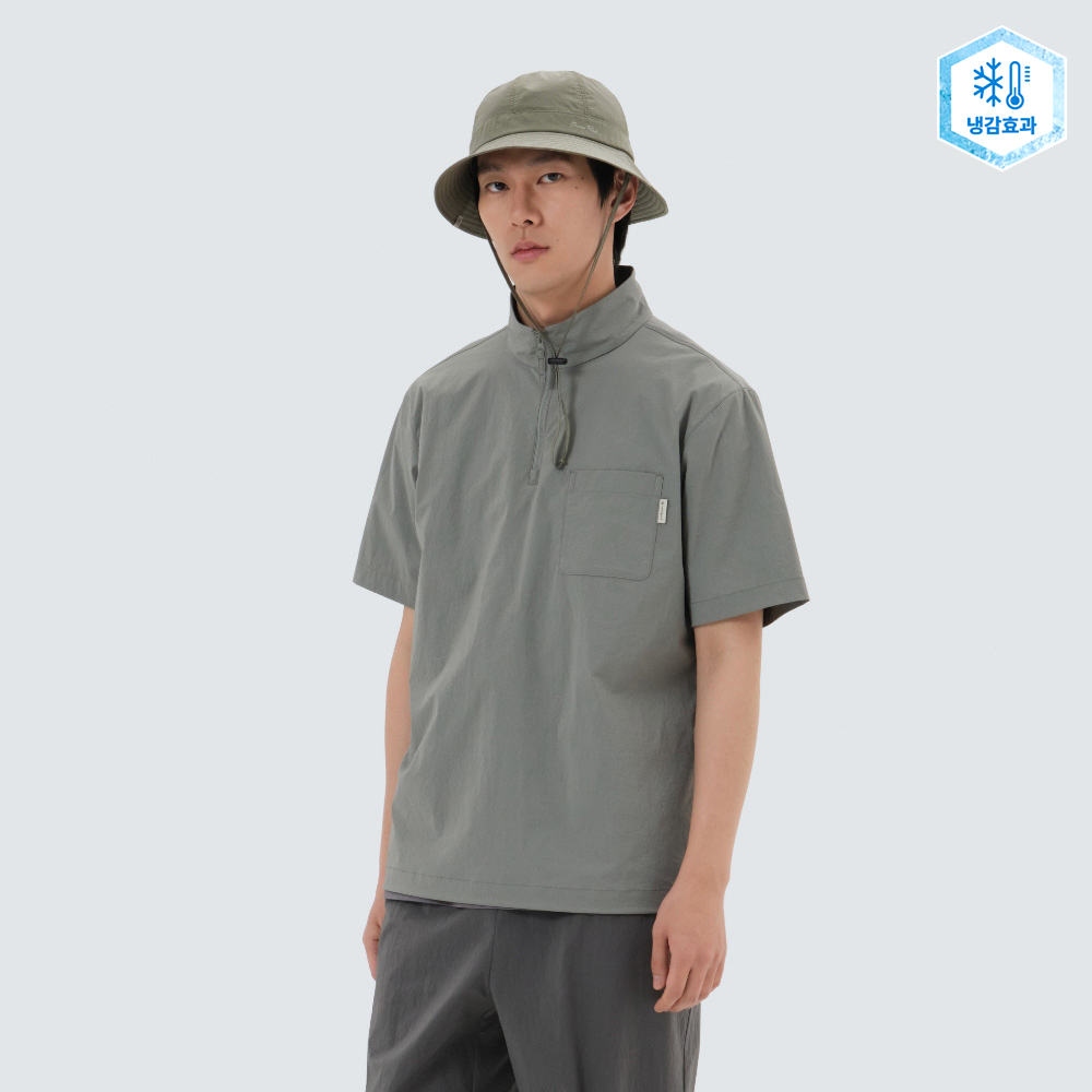 스노우피크 어패럴 * Snow Peak - 냉감 루트 반집업 반팔 티셔츠 Light Khaki