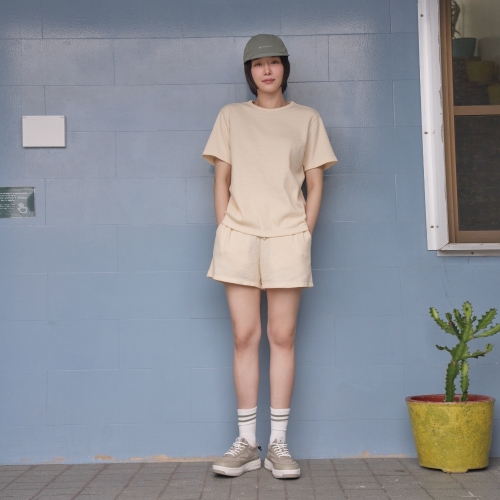 와플 여성 반바지 Pastel Yellow