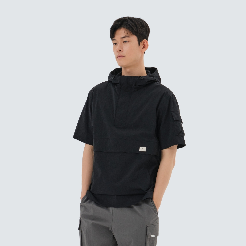 루트 후드 반팔 아노락 Black