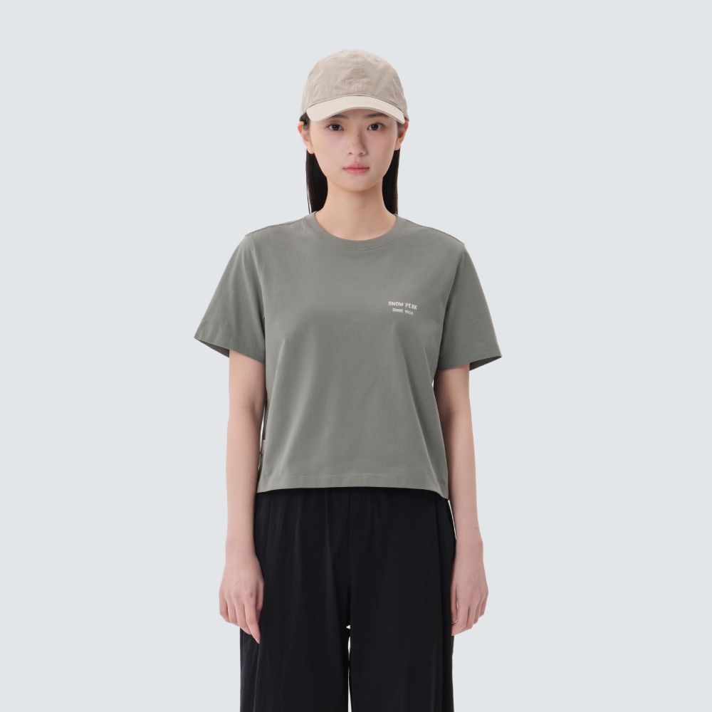 코튼 여성 크롭 반팔 티셔츠 Light Khaki