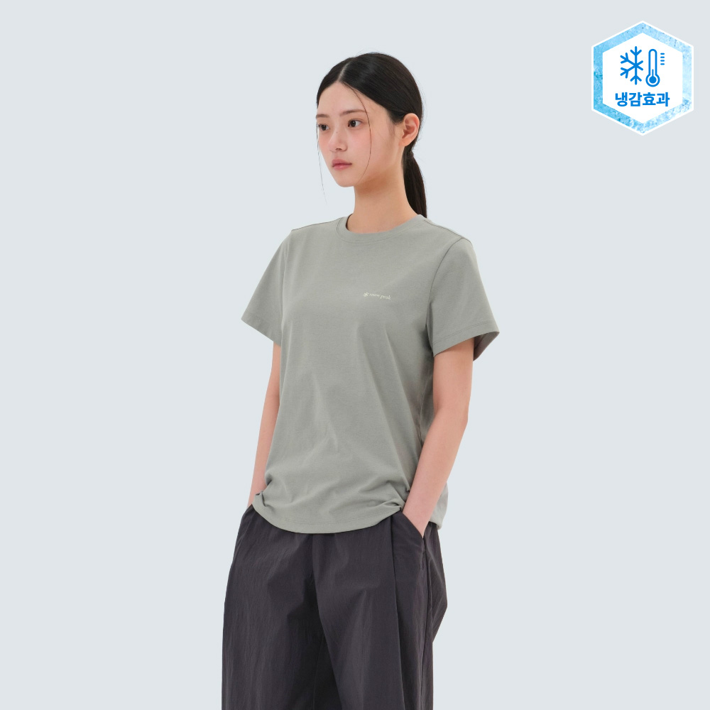 퀵드라이 여성 베이직 반팔 티셔츠 Smog Khaki