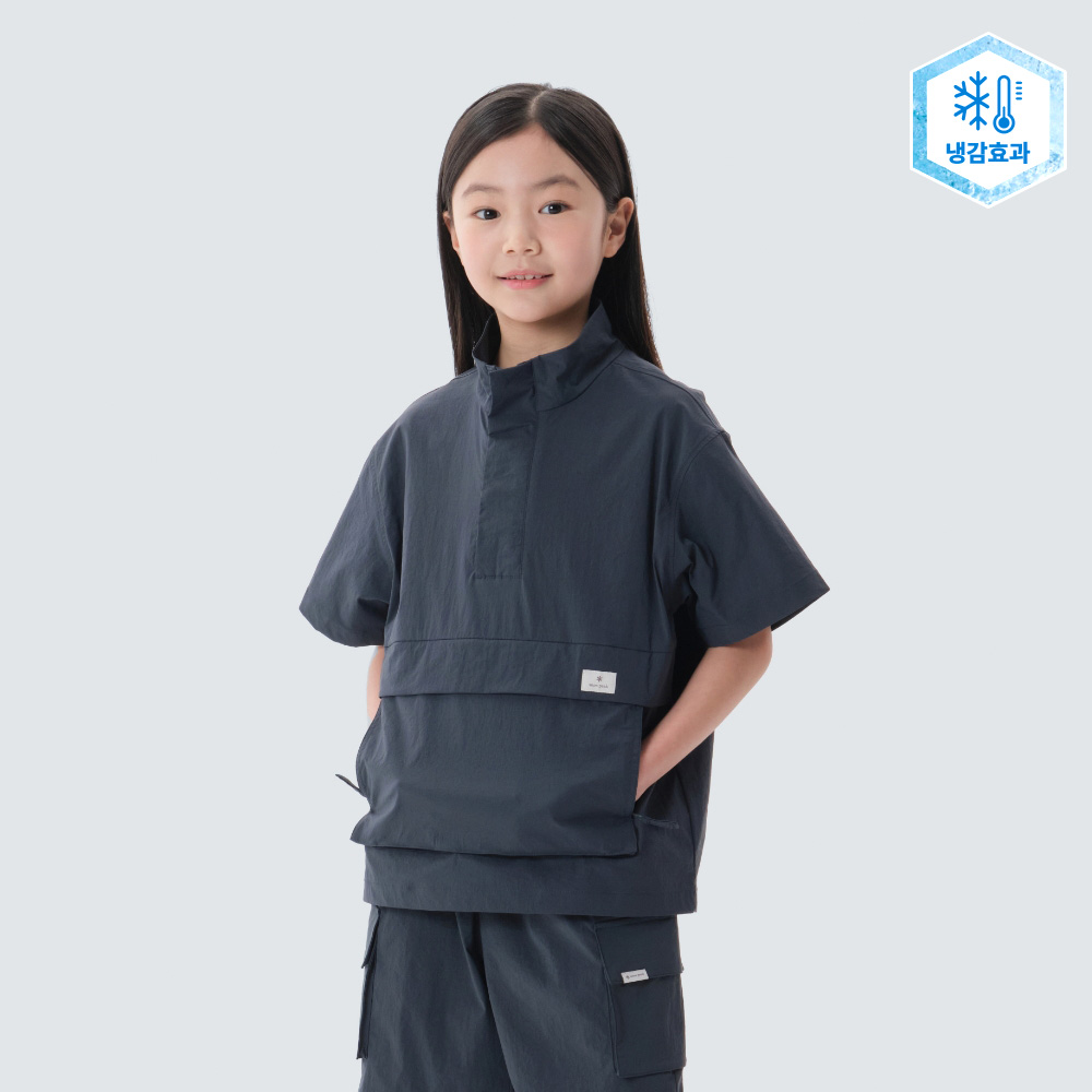 키즈 냉감 루트 스탠드넥 반팔 아노락 Vintage Green