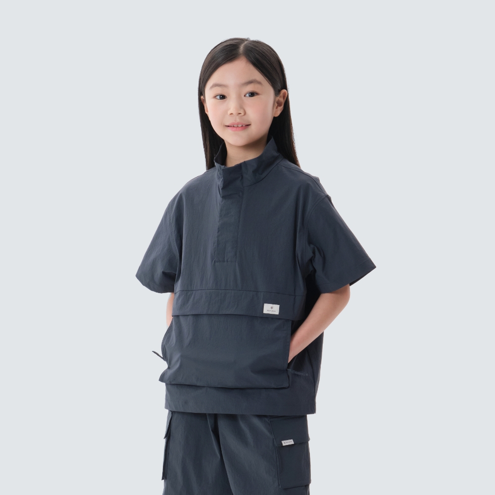 키즈 냉감 루트 스탠드넥 반팔 아노락 Vintage Green