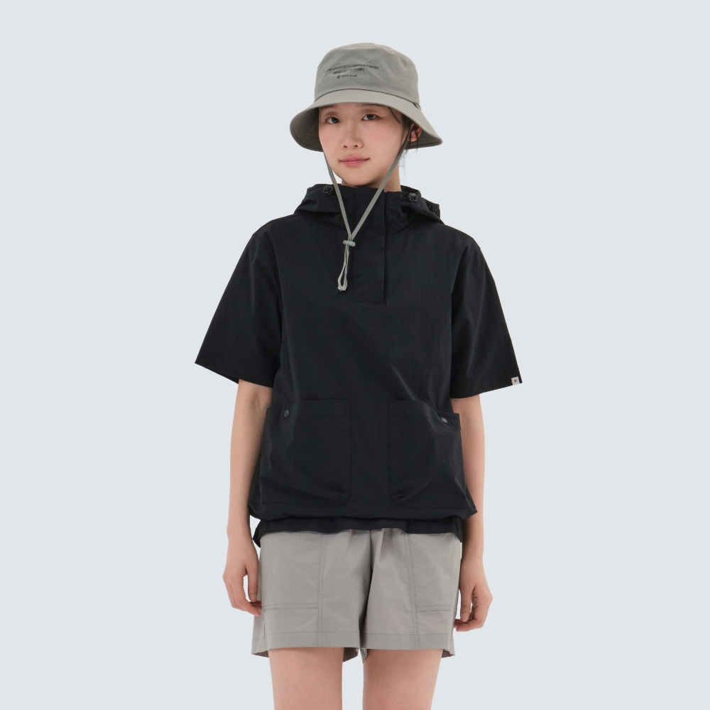 루트 여성 후드 반팔 아노락 Black