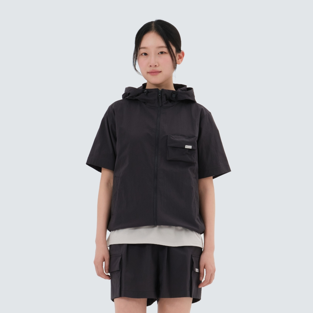 루트 여성 후드 반팔 바람막이 Charcoal