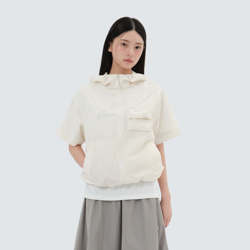 루트 여성 후드 반팔 바람막이 Butter Ivory