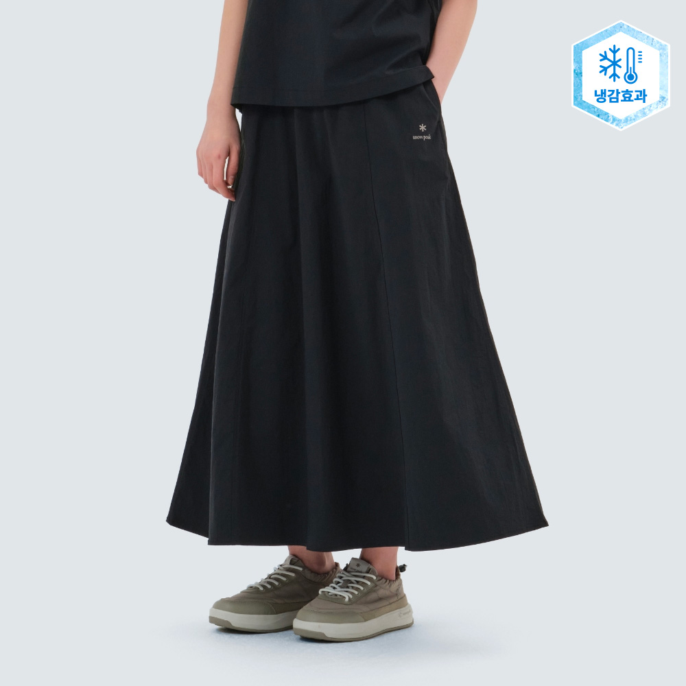 냉감 루트 플레어 롱스커트 Black