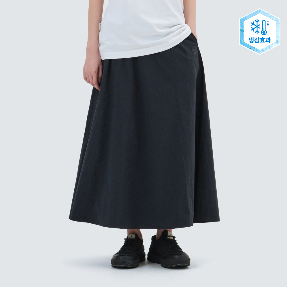 냉감 루트 플레어 롱스커트 Navy