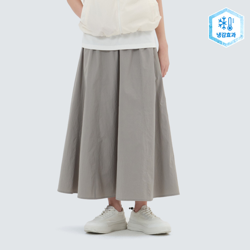 냉감 루트 플레어 롱스커트 Fog Gray
