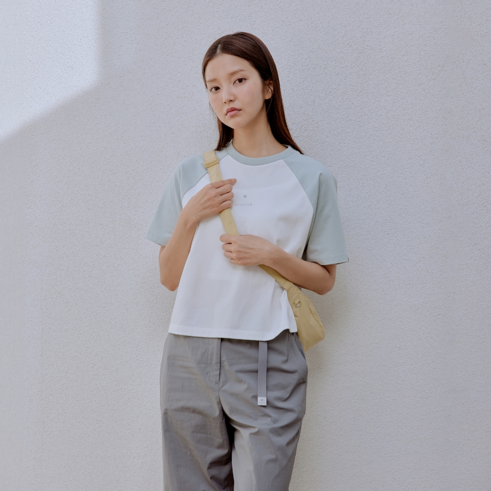 에어로쿨 여성 배색 크롭 반팔 티셔츠 Mint