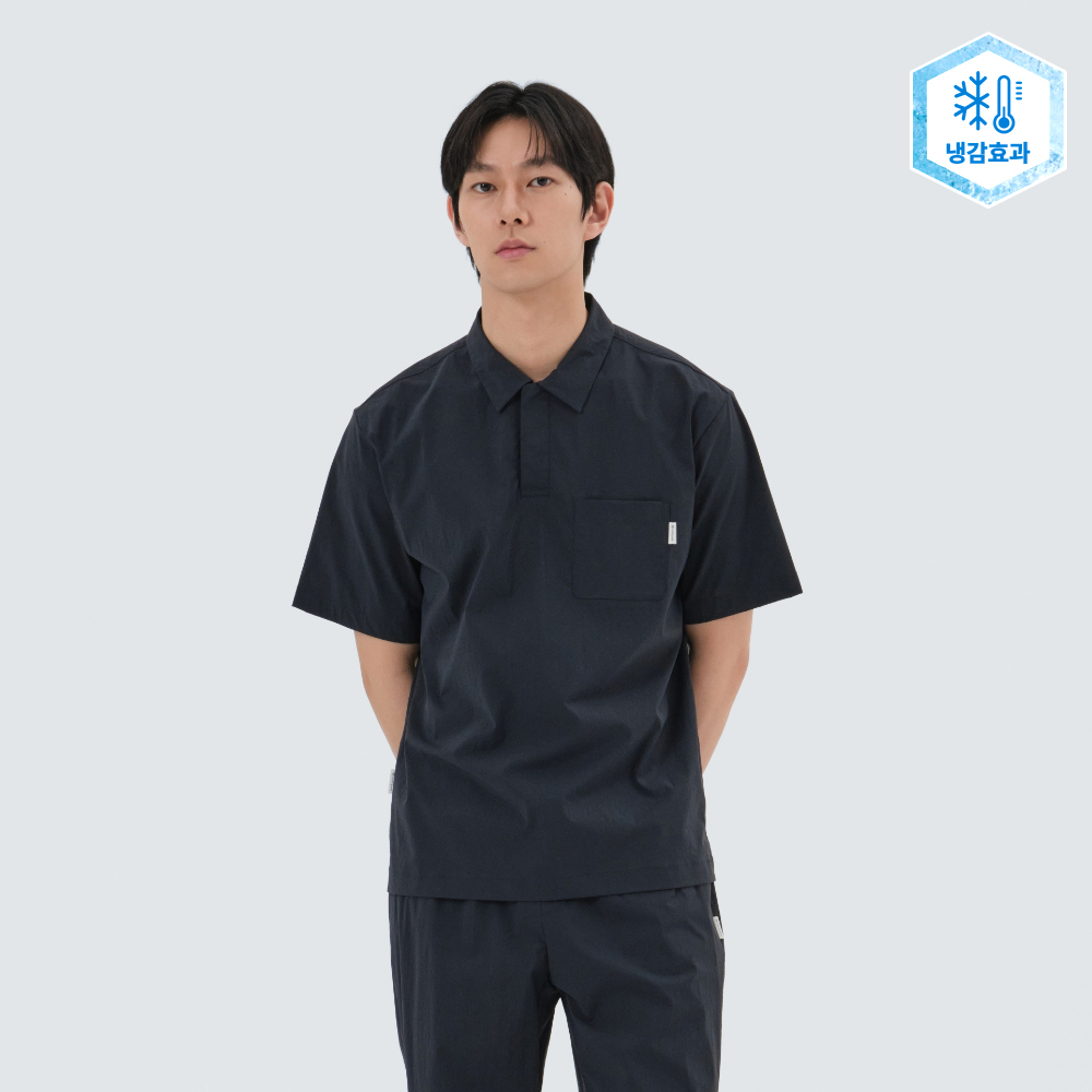 냉감 루트 포켓 반팔 폴로 티셔츠 Navy