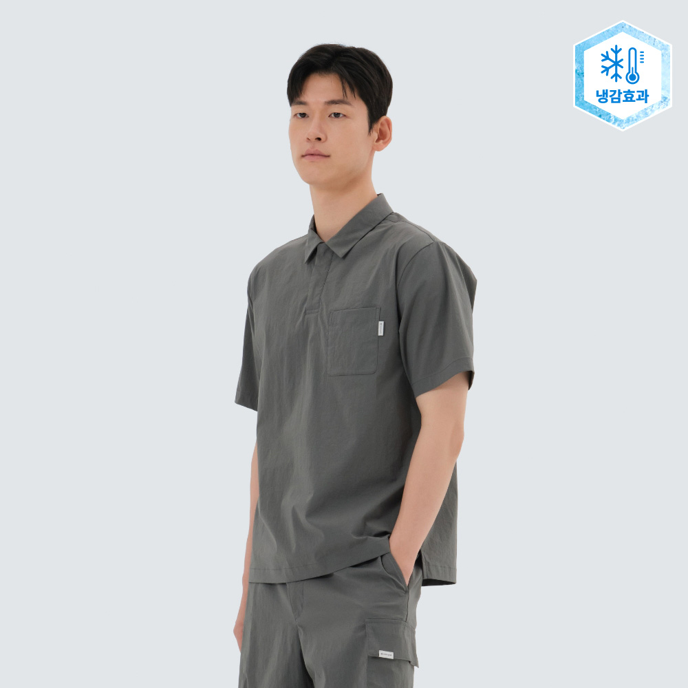 냉감 루트 포켓 반팔 폴로 티셔츠 Dark Gray