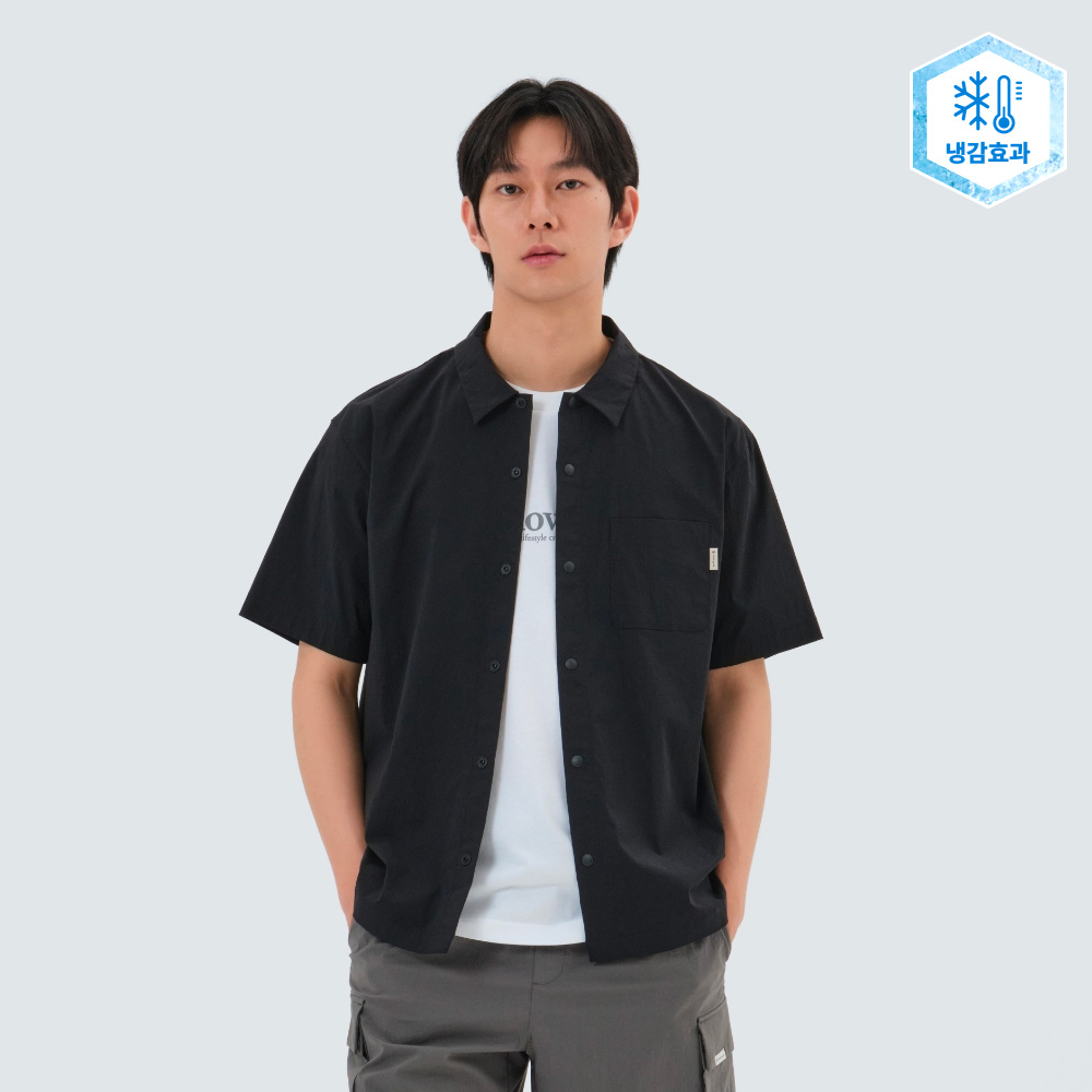 냉감 루트 반팔 셔츠 Black