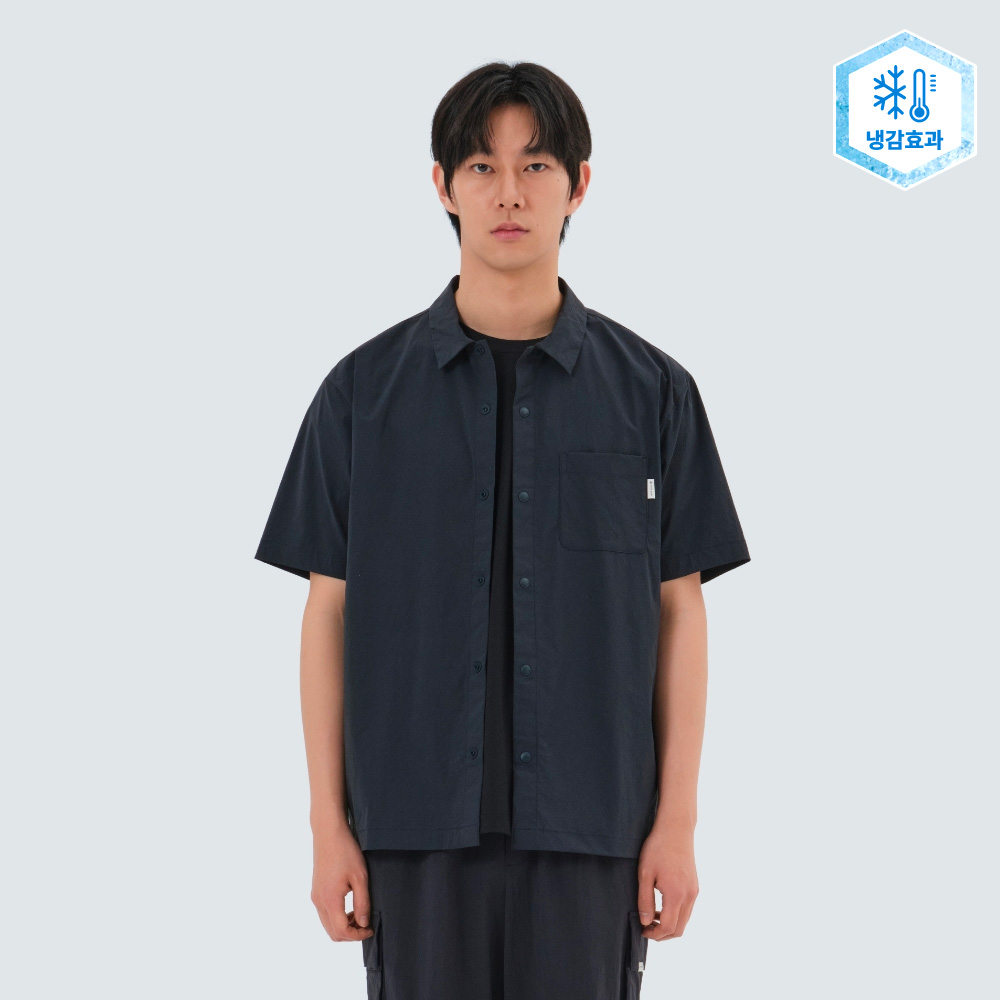 냉감 루트 반팔 셔츠 Navy