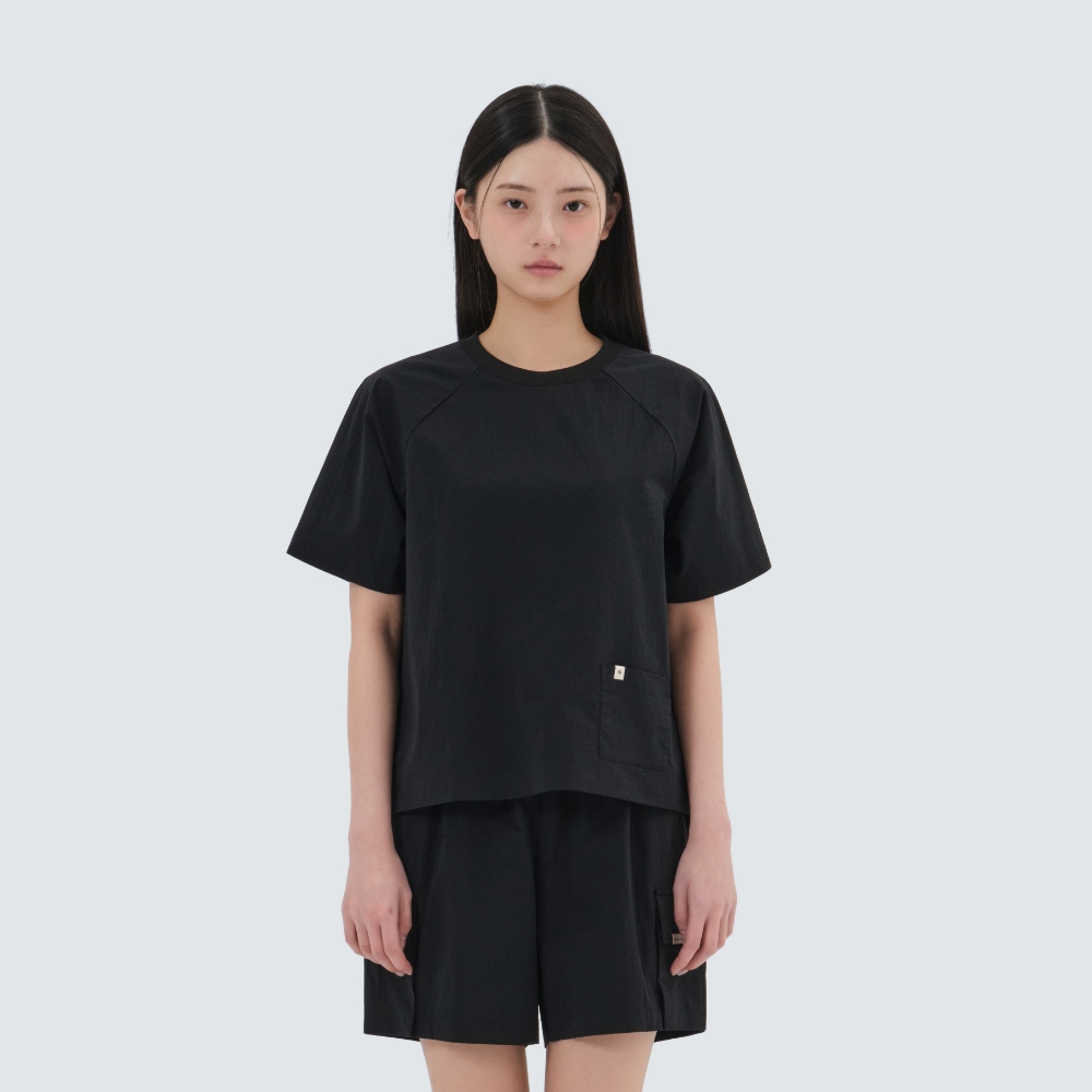 루트 여성 포켓 반팔 티셔츠 Black