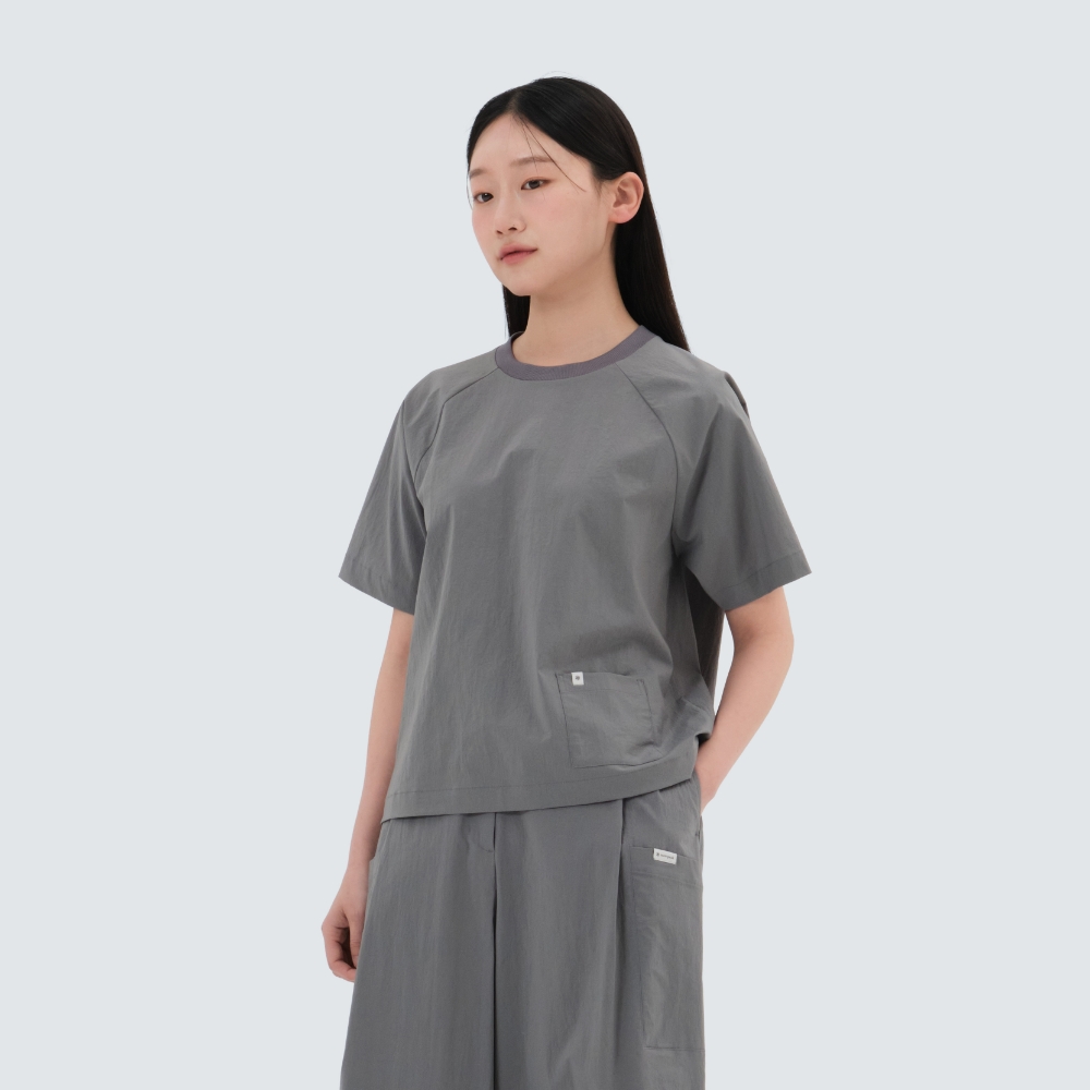 루트 여성 포켓 반팔 티셔츠 Dark Gray