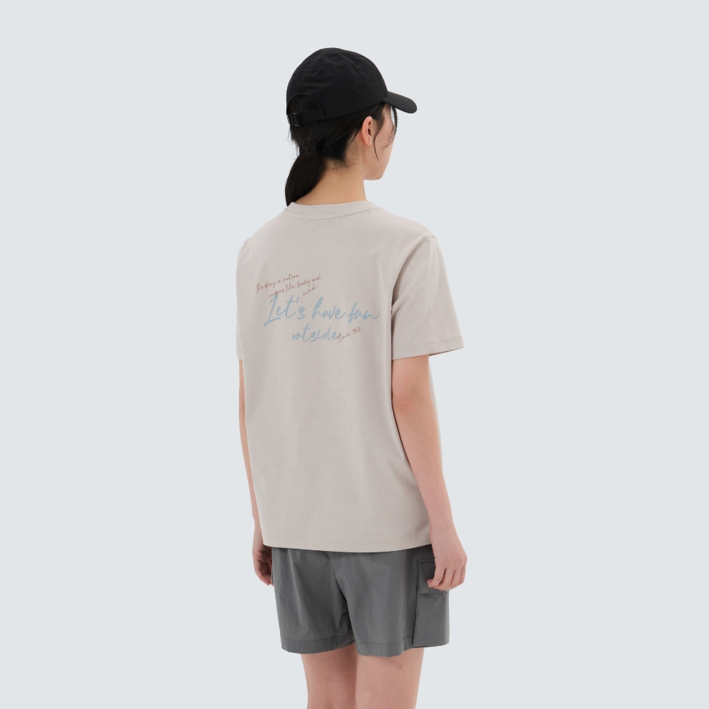 아스킨 여성 레터링 반팔 티셔츠 Sand Beige