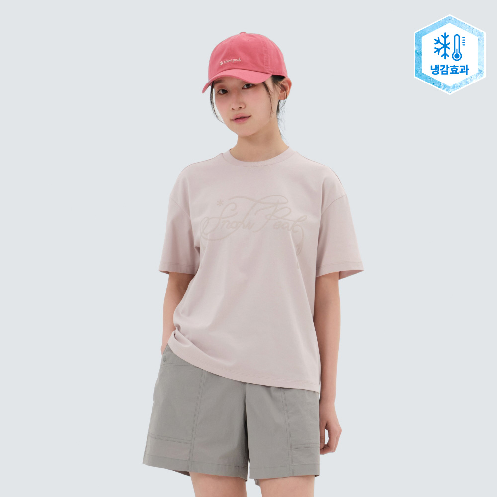 아스킨 여성 발포 레터링 반팔 티셔츠 Light Pink