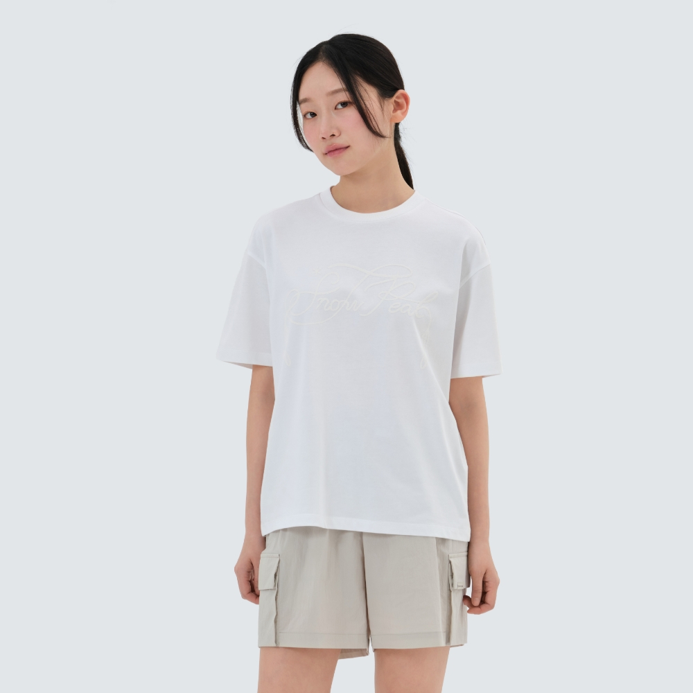 아스킨 여성 발포 레터링 반팔 티셔츠 Off White