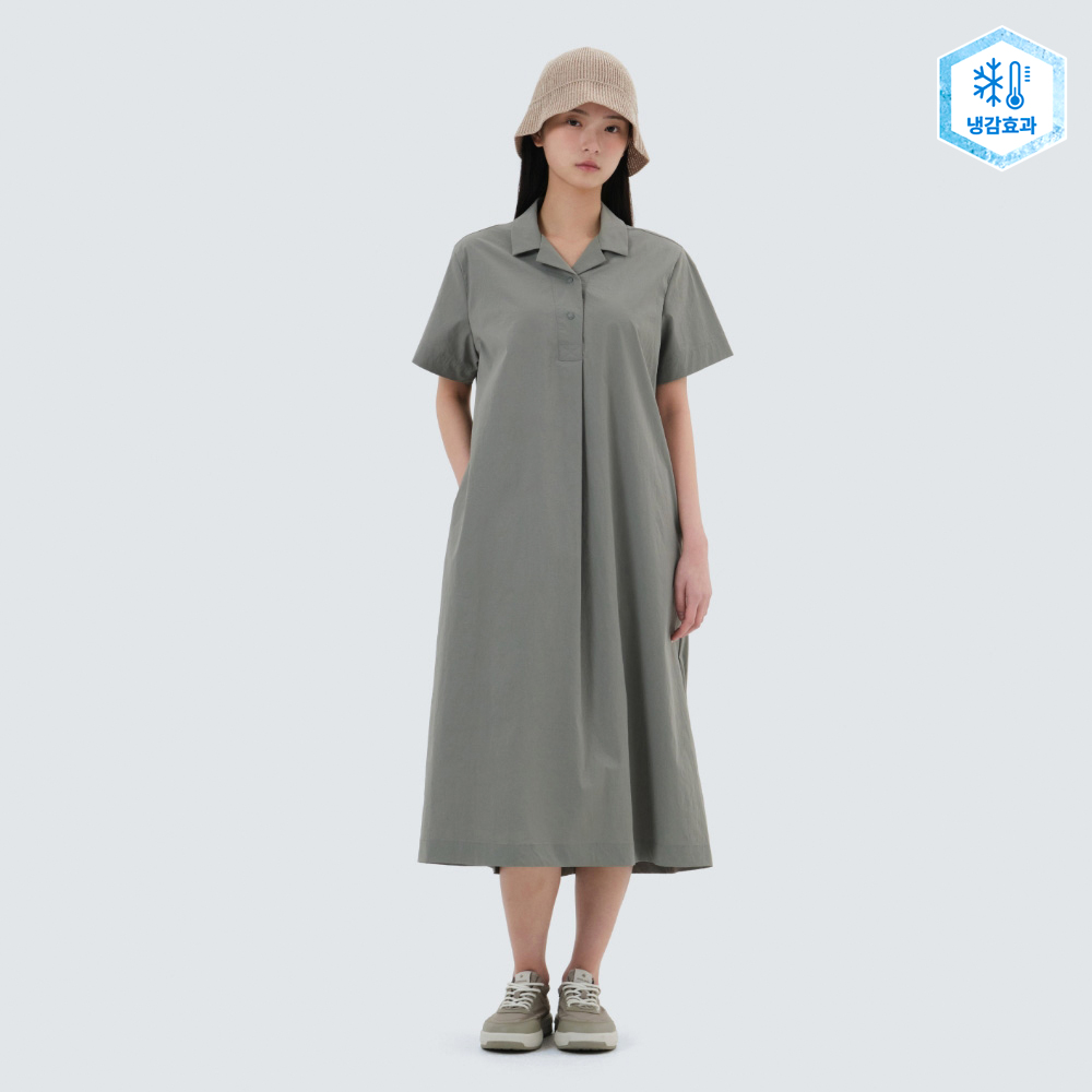 냉감 루트 카라 원피스 Light Khaki