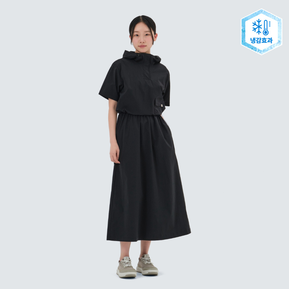냉감 루트 아노락 원피스 Black