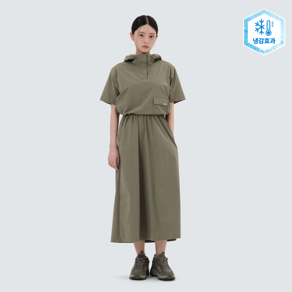 냉감 루트 아노락 원피스 Khaki Gray